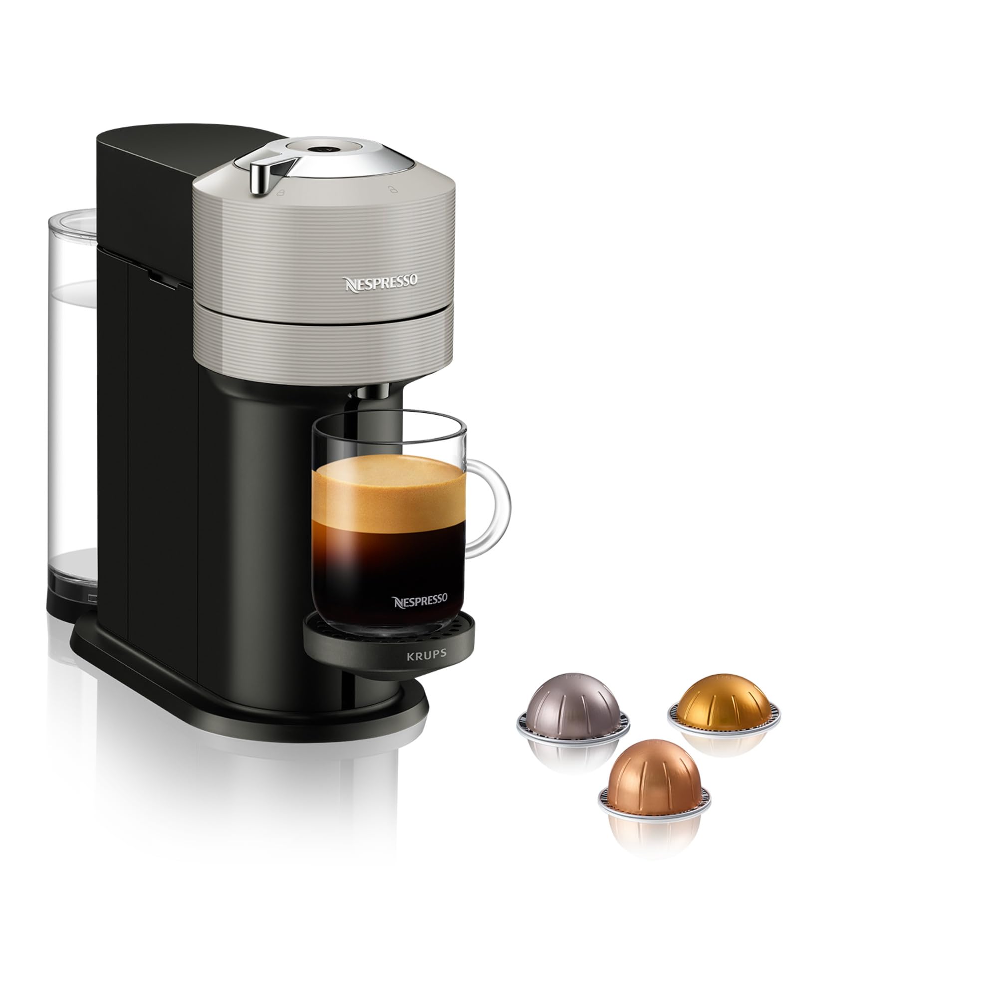 Machine à Café Vertuo Next, Capsules café Vertuo seulement, Technologie Centrifusion, 5 Tailles de Tasses, Arrêt Automatique, YY4298FD, Gris Clair