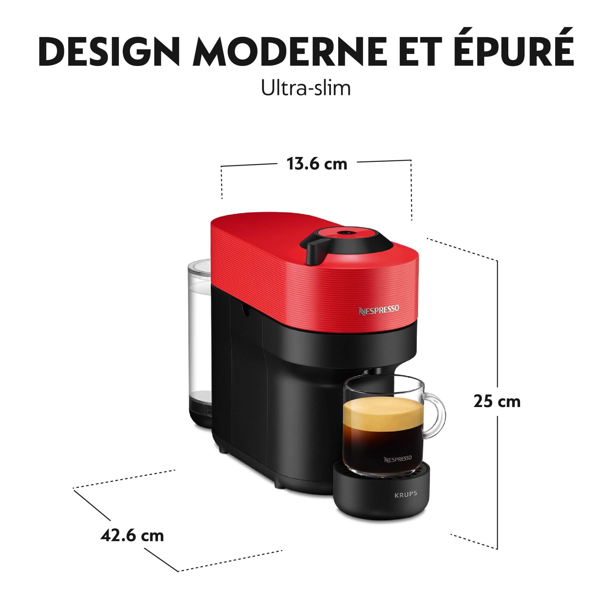 Machine à Café Vertuo POP Rouge Cafetière à Capsules YY4888FD, Rouge
