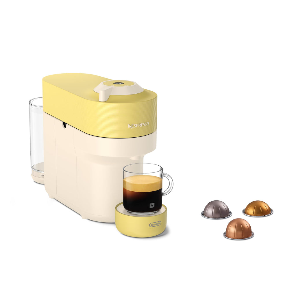 Vertuo Pop - Machine à Café en Capsules, Technologie Centrifusion, 4 Tailles de Tasse, Set de 12 Capsules Inclus, Jaune Pastel, ENV90.LE