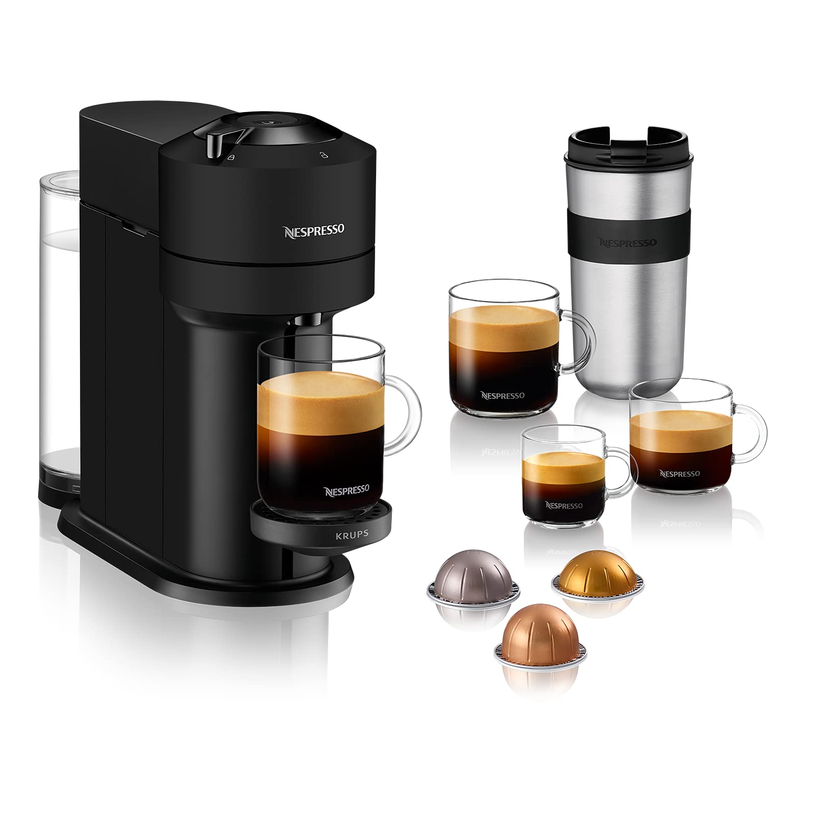 Vertuo Next Cafetière à capsules Machine à expresso 5 tailles différentes tasses Technologie Centrifusion, chauffage 30s, WiFi, Bluetooth, XN910N, Noir mat