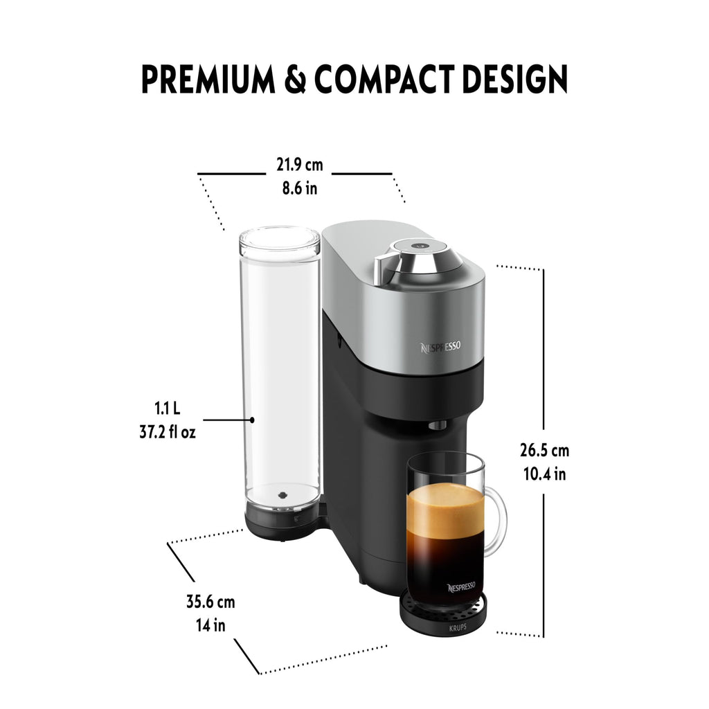 Machine à Café Vertuo POP+ Argent, Capsules café Vertuo seulement, Arrêt Automatique, YY5359FD, Argent