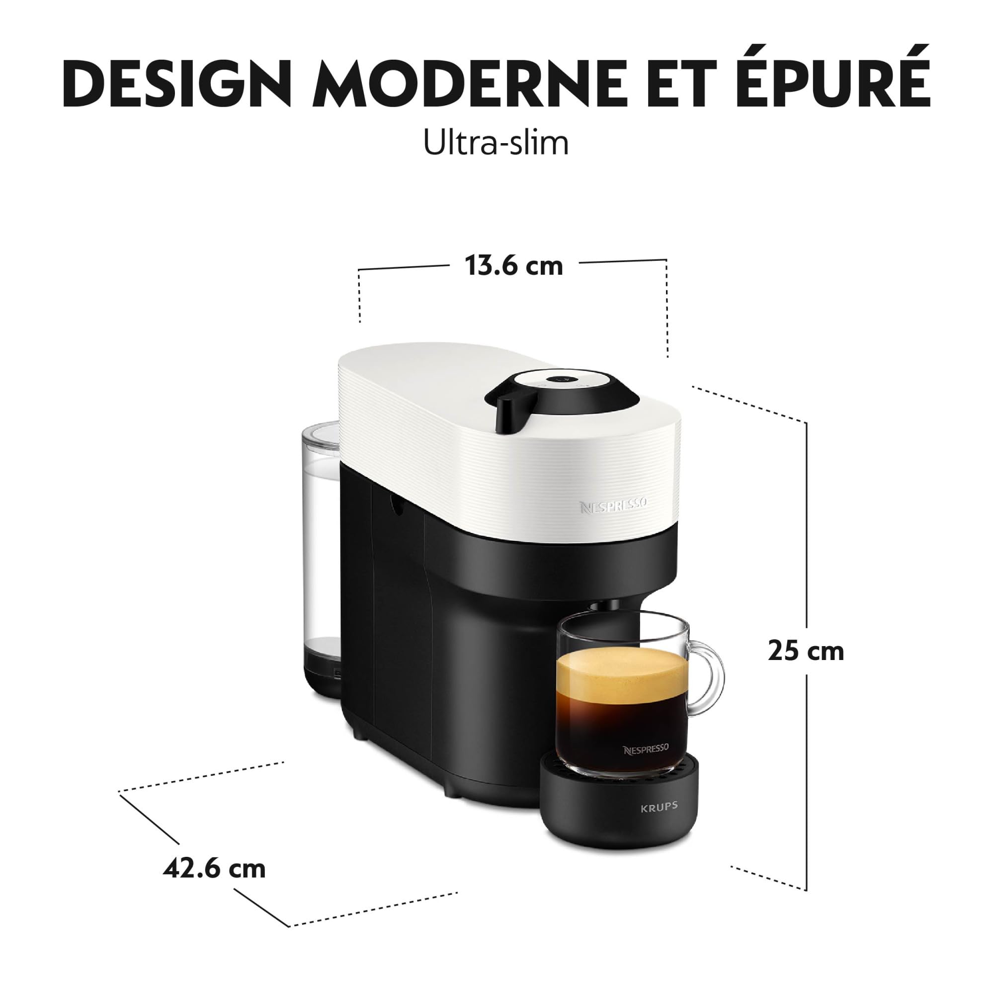 Machine à Café Vertuo POP Blanche, Capsules café Vertuo seulement, Technologie Centrifusion, YY4889FD, Blanche