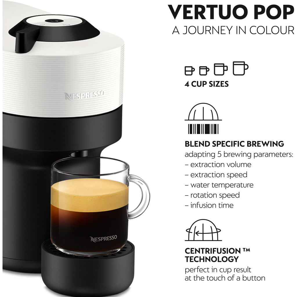 VERTUO Pop Cafetière à capsules, machine à expresso, 4 tailles tasses, technologie Centrifusion, Blanc, XN9201&nbsp;