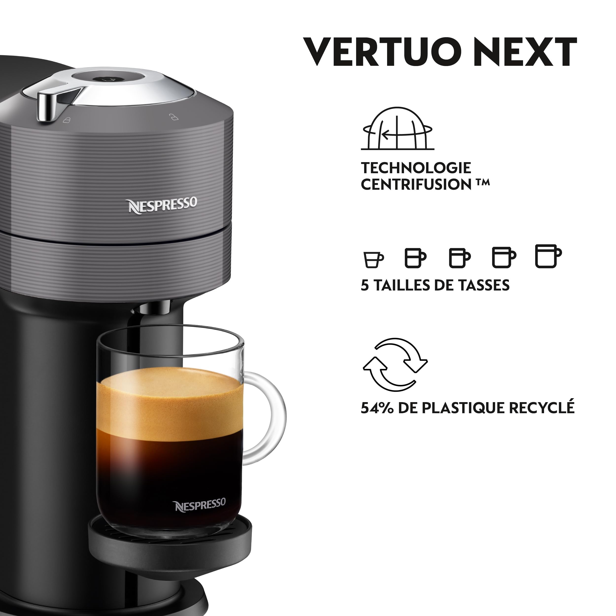Vertuo Next machine à café à capsules ENV 120.GY, Gris.