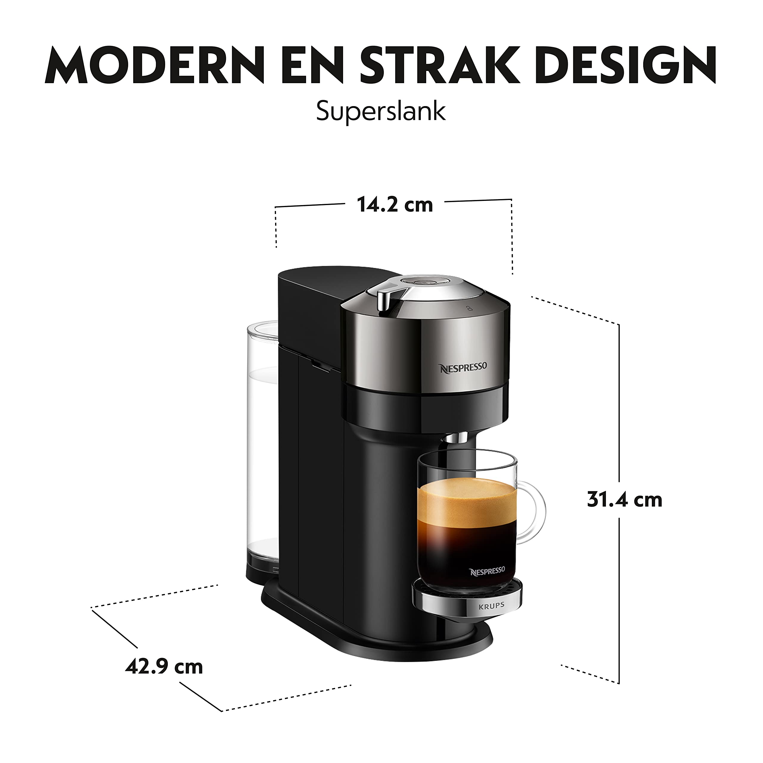 Vertuo Next machine à café Cafetière à dosette 1,1 L, XN910C10, Noir, Gris