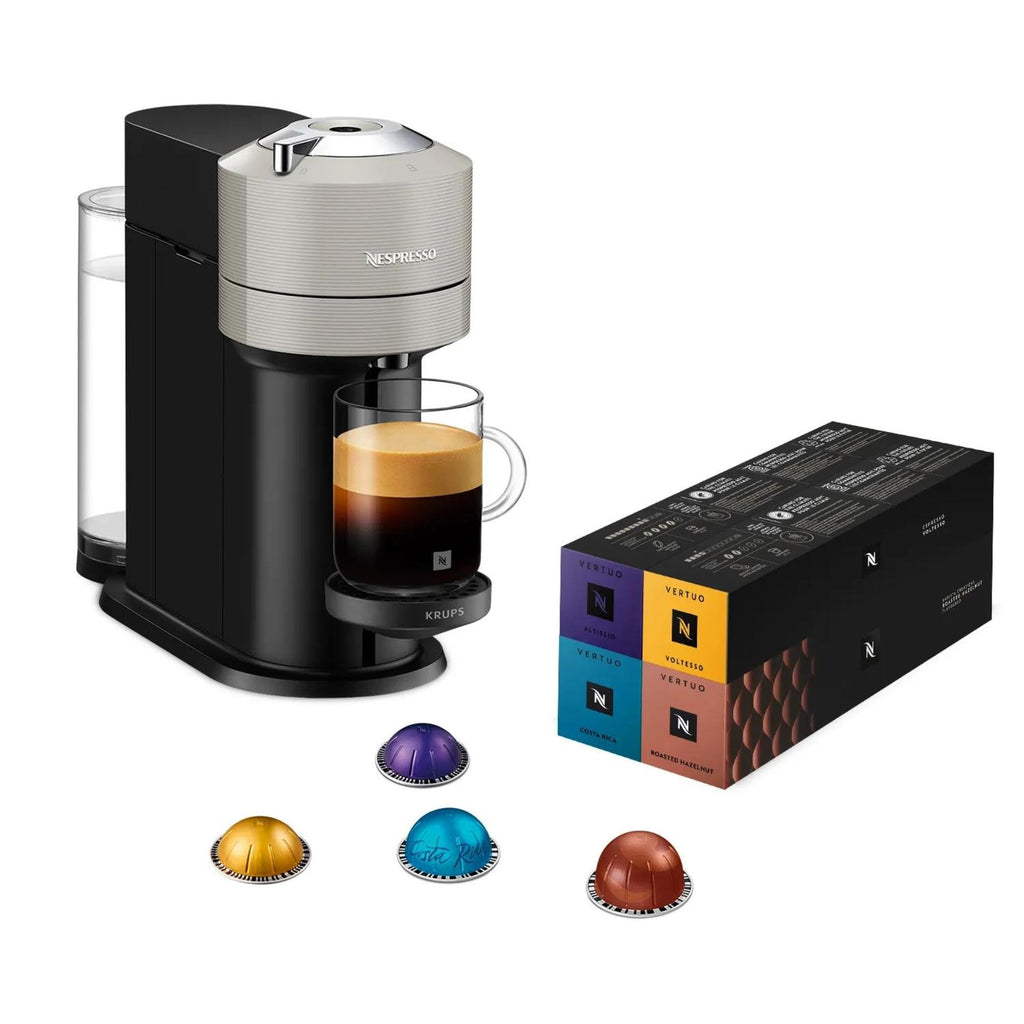 Machine à Café Vertuo Next Gris Claire+52 capsules offertes, Arrêt Automatique, YY5902FD, Gris