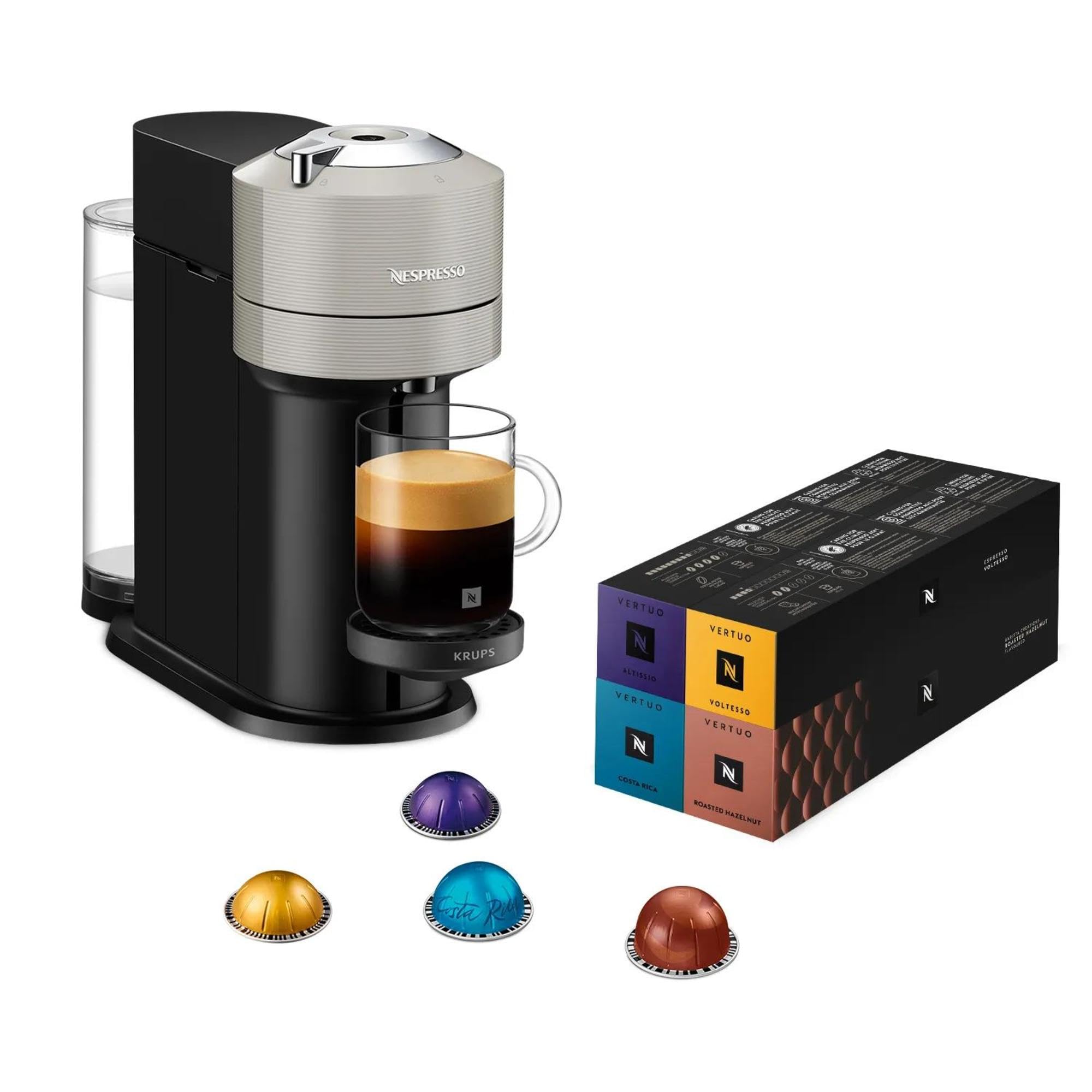 Machine à Café Vertuo Next Gris Claire+52 capsules offertes, Arrêt Automatique, YY5902FD, Gris