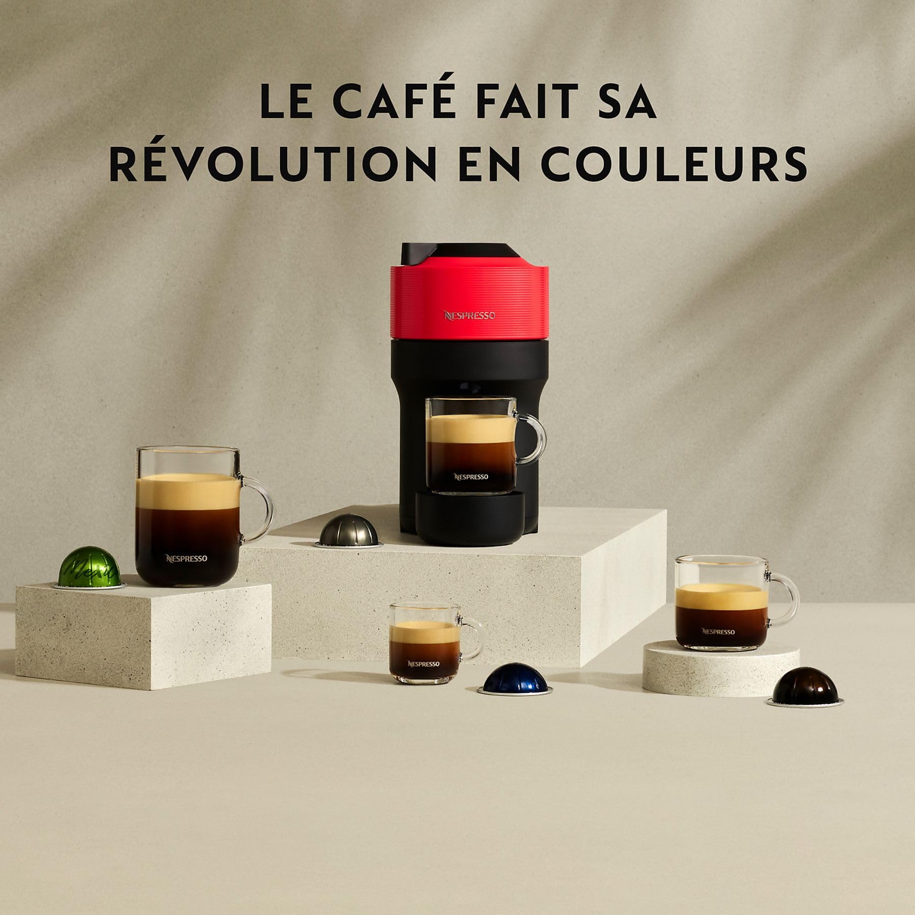VERTUO Pop Cafetière à capsules Machine à expresso, 4 tailles tasses, technologie Centrifusion, Rouge, XN9205